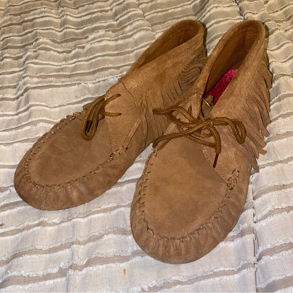 Brown Suede Moccasin Booties